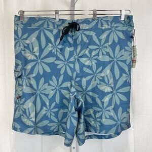 NWT MAUI RIPPERS Mermaids Board Shorts Umbrella Leaf Bermuda  9" Blue 4X Plus